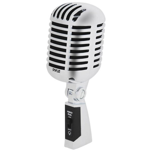 Pyle PDMICR42SL Classic Retro Vintage Style Silver Dynamic Vocal